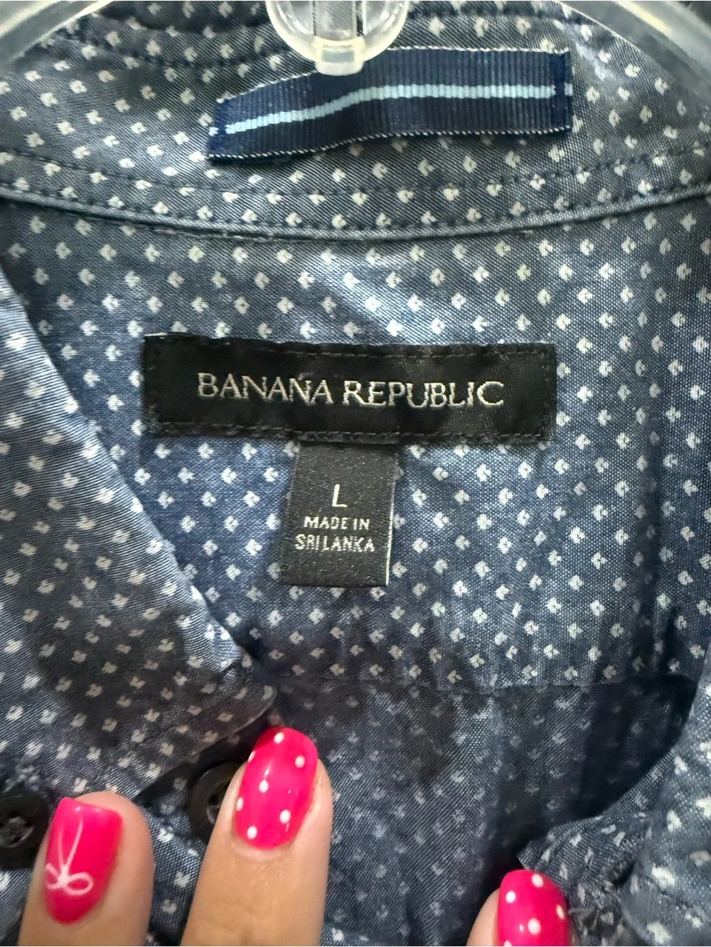 Banana Republic Classic Short-Sleeve Dot-Print Shirt - Blue